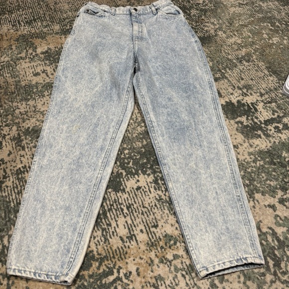 Lee Denim - Vintage Lee Acid Washed High Waste Mom Jeans Size 16 - 30X30 Made In USA